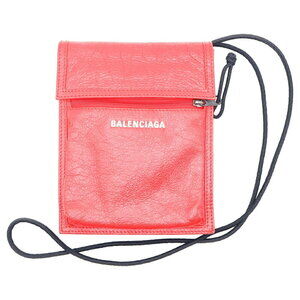 BALENCIAGA Explorer Red Leather Shoulder Bag Handbag
